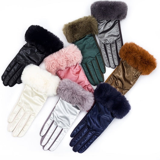 Pomkin Furry Nylon Texting Driving Gloves