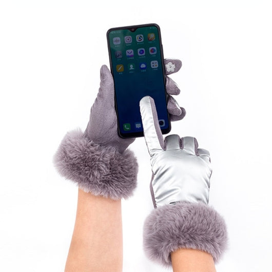 Pomkin Furry Nylon Texting Driving Gloves