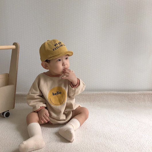 Pomkin Hello Long Sleeve Baby Onesie Romper