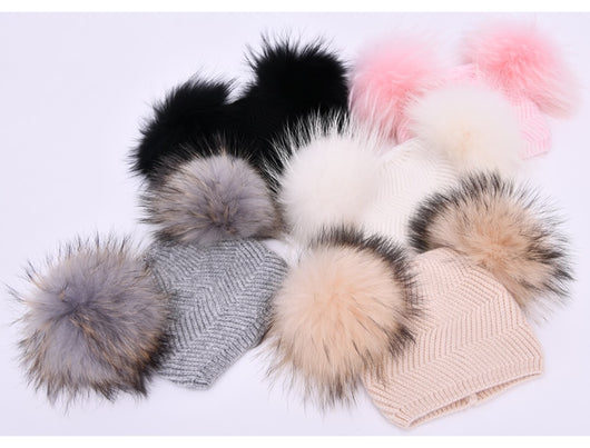 Pomkin Herringbone Mini Double Pom Hat