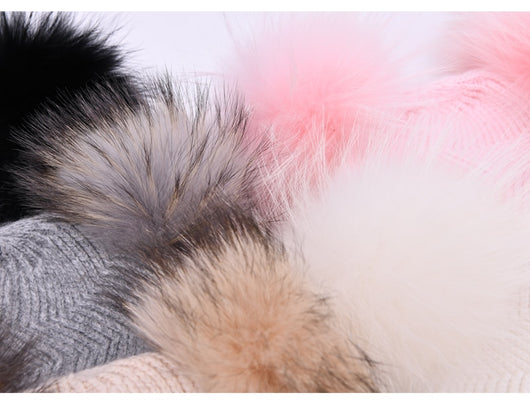 Pomkin Herringbone Mini Double Pom Hat