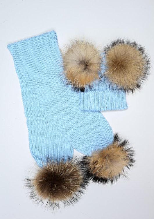 Pomkin Icy Blue Pomkin Hat & Scarf Set