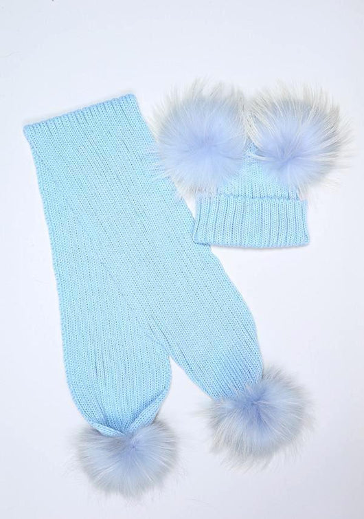 pomkin Icy Blue Pomkin Hat & Scarf Set