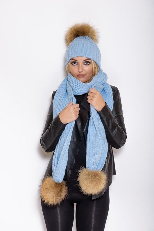 pomkin Icy Blue Pomkin Hat & Scarf Set