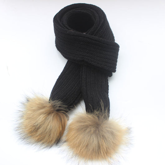 Pomkin Kids Black Pomkin Hat + Scarf Set