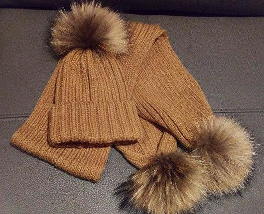 Pomkin Kids Caramel Pomkin Hat + Scarf Set
