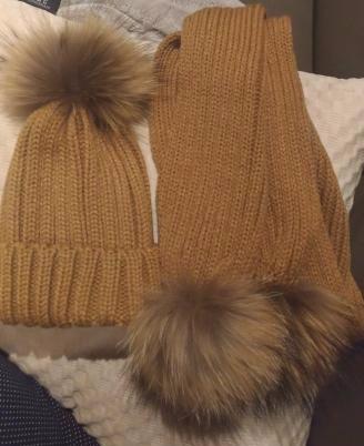 Pomkin Kids Caramel Pomkin Hat + Scarf Set