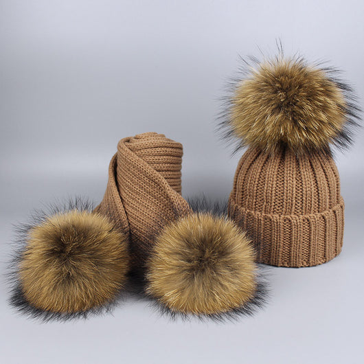 pomkin Kids Caramel Pomkin Hat + Scarf Set