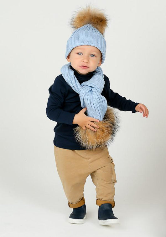pomkin Kids Icy Blue Pomkin Hat & Scarf Set
