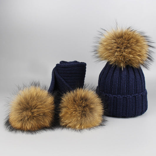 pomkin Kids Navy Pomkin Hat + Scarf Set