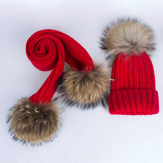 Pomkin Kids Red Pomkin Hat + Scarf Set