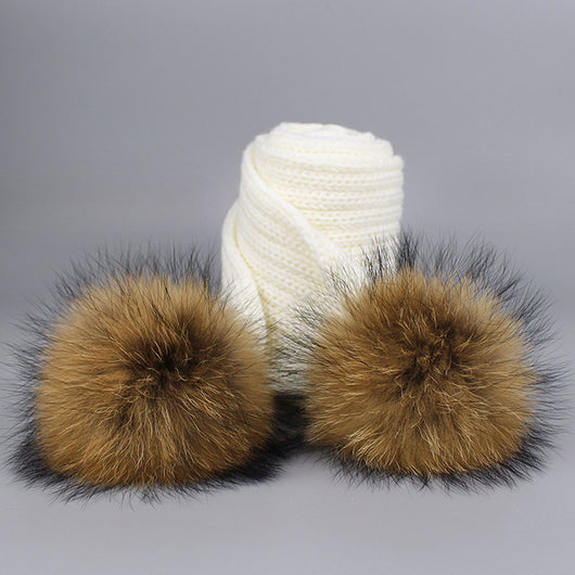 Pomkin Kids White Pomkin Hat & Scarf Set