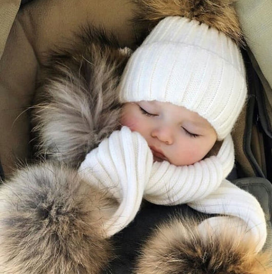 Pomkin Kids White Pomkin Hat & Scarf Set