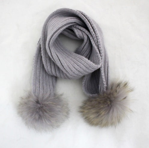 Pomkin Light Grey Pomkin Hat + Scarf Set