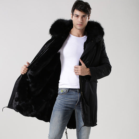 Pomkin Men's Black Fur Convertible Parka
