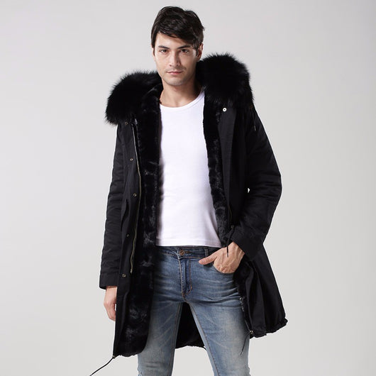 Pomkin Men's Black Fur Convertible Parka