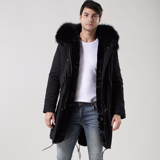 Pomkin Men's Black Fur Convertible Parka