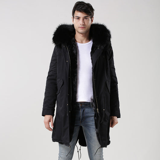 pomkin Men's Black Fur Convertible Parka