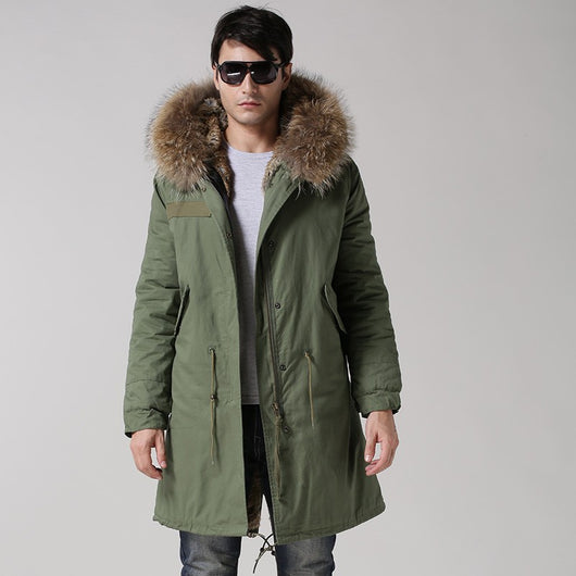 Pomkin Men's Fur Lined Green Convertible Parka