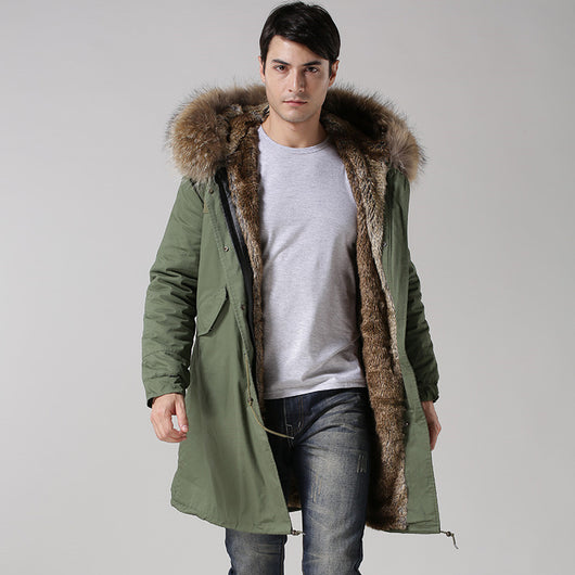 pomkin Men's Fur Lined Green Convertible Parka