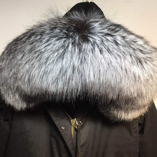 Pomkin Men's Silver Fox Fur Convertible Parka