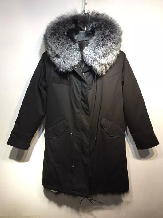pomkin Men's Silver Fox Fur Convertible Parka