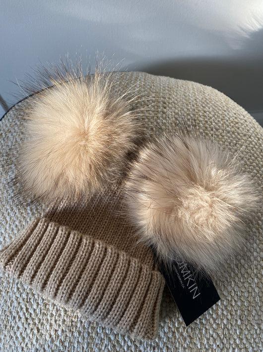 Pomkin Mini Beige Double Pomkin Hat