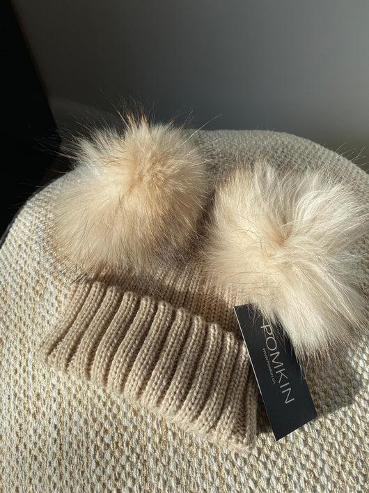 Pomkin Mini Beige Double Pomkin Hat