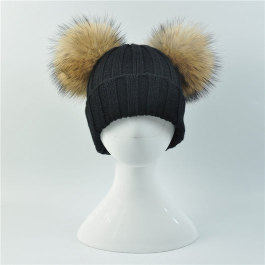 Pomkin Mini Black Double Natural Pomkin Hat