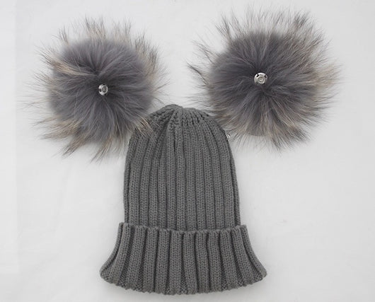 Pomkin Mini Dark Grey Double Pomkin Hat
