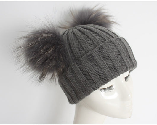 Pomkin Mini Dark Grey Double Pomkin Hat