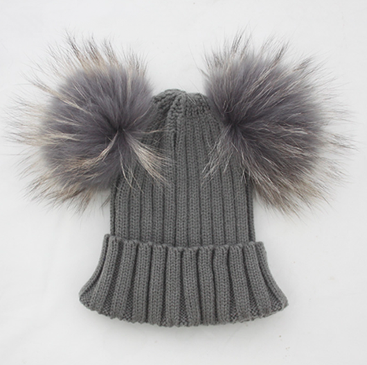 pomkin Mini Dark Grey Double Pomkin Hat
