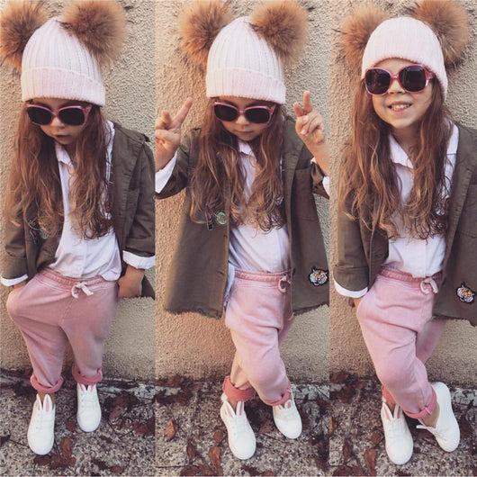 Pomkin Mini Double Natural Pomkin Fur Pom Hat