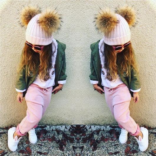 Pomkin Mini Double Natural Pomkin Fur Pom Hat