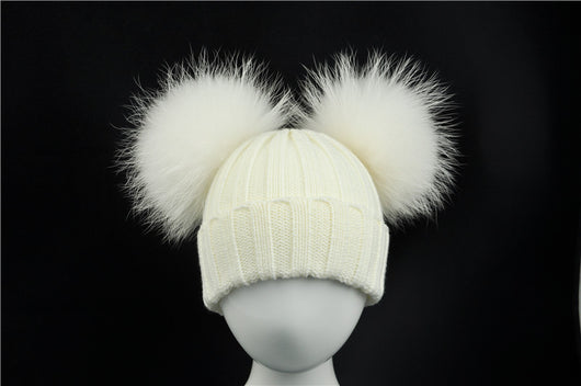 Pomkin Mini White Double Pomkin Fur Hat