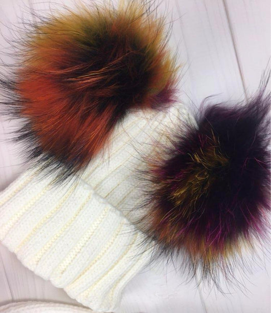 Pomkin Multicolor Rainbow Fur Pom Pom