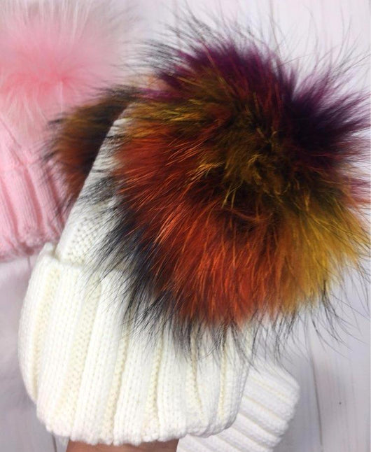 Pomkin Multicolor Rainbow Fur Pom Pom