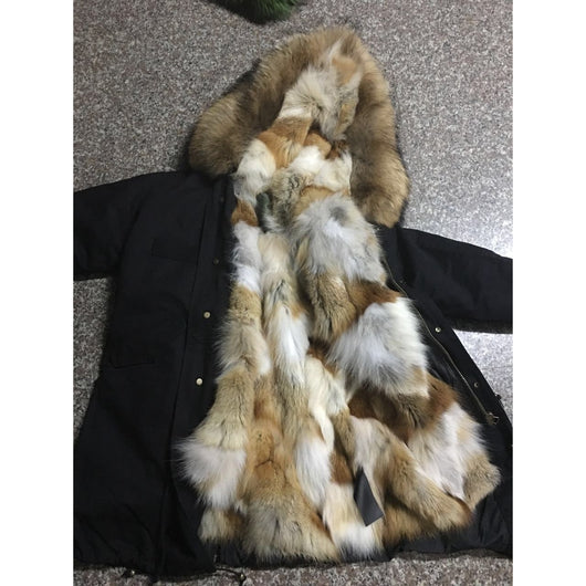 Pomkin Natural Fox Fur Black Parka