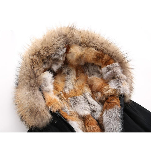 Pomkin Natural Fox Fur Black Parka