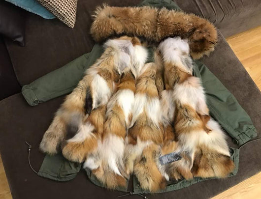 Pomkin Natural Fox Fur Green Parka