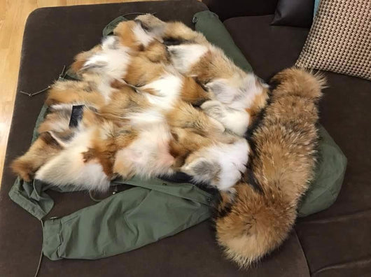 Pomkin Natural Fox Fur Green Parka