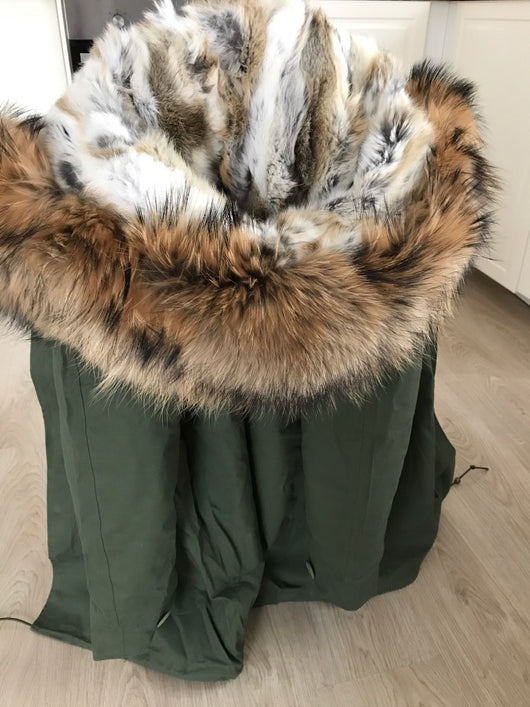 Pomkin Natural Fox Fur Green Parka