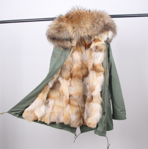 pomkin Natural Fox Fur Green Parka