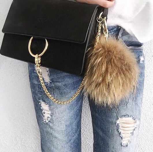 pomkin Natural Fur Pom Keychain