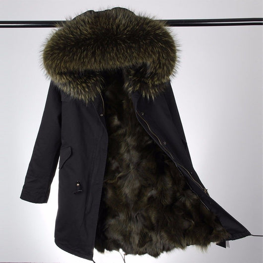 pomkin Olive Green Fur Black Parka