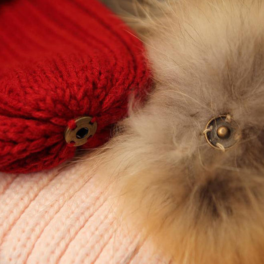 Pomkin Original Berry Red Natural Fur Pomkin Hat