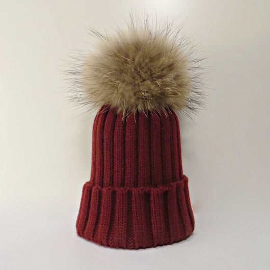 pomkin Original Burgundy Natural Fur Pomkin Hat