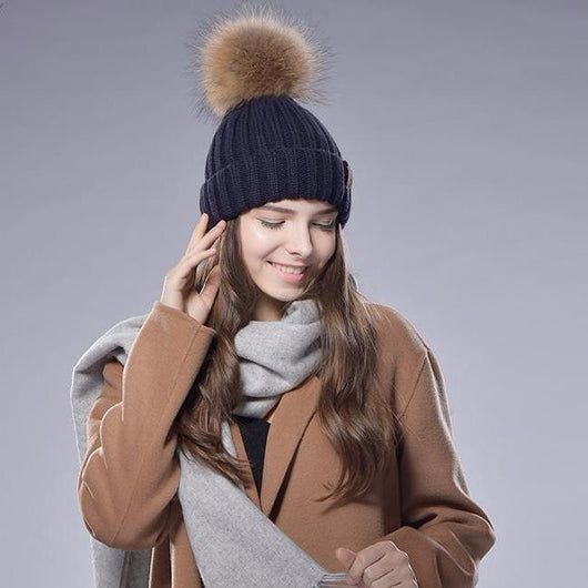 Pomkin Original Navy Natural Fur Pomkin Hat