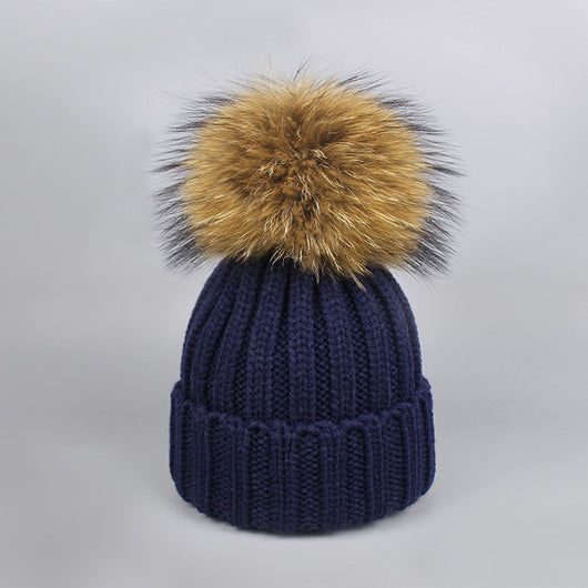 Pomkin Original Navy Natural Fur Pomkin Hat