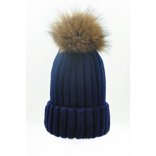 pomkin Original Navy Natural Fur Pomkin Hat